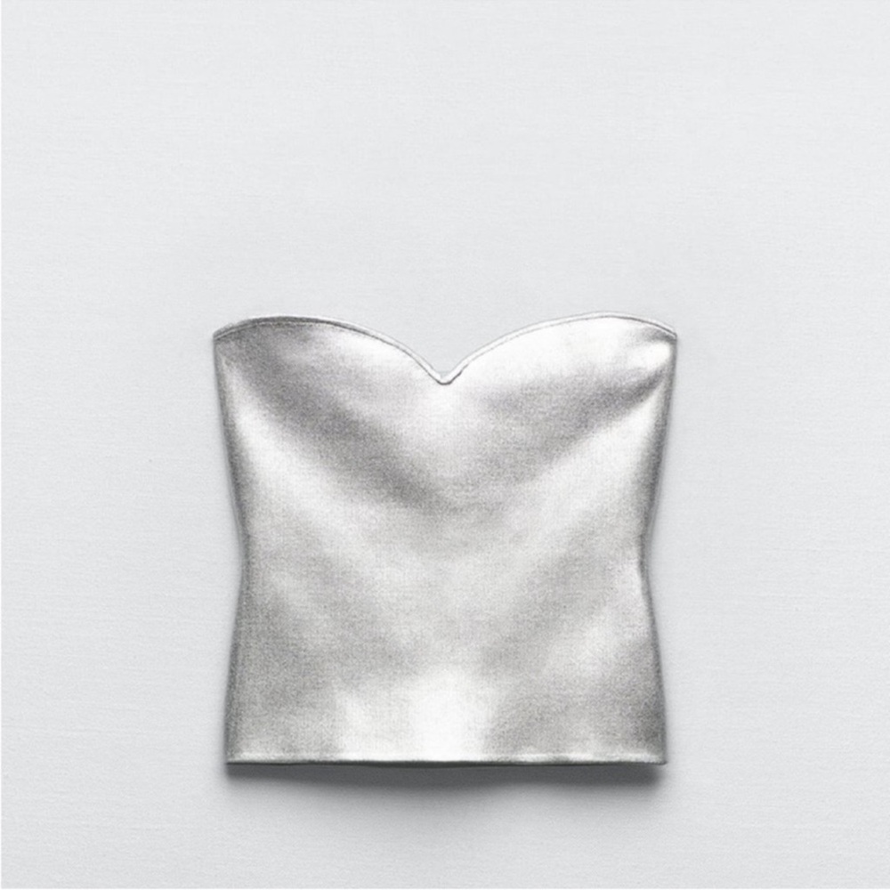 Elegant Silver Strapless Top